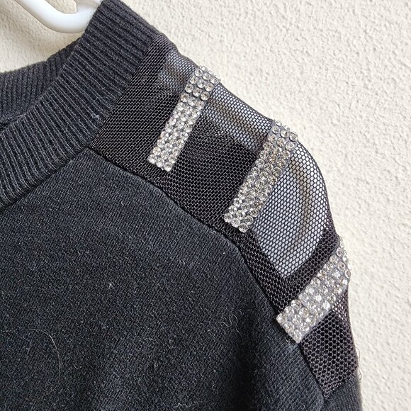 89th & Madison Black Jeweled Embellished Scoop Neck Sweatshirt Size 2X - Picture 8 of 16